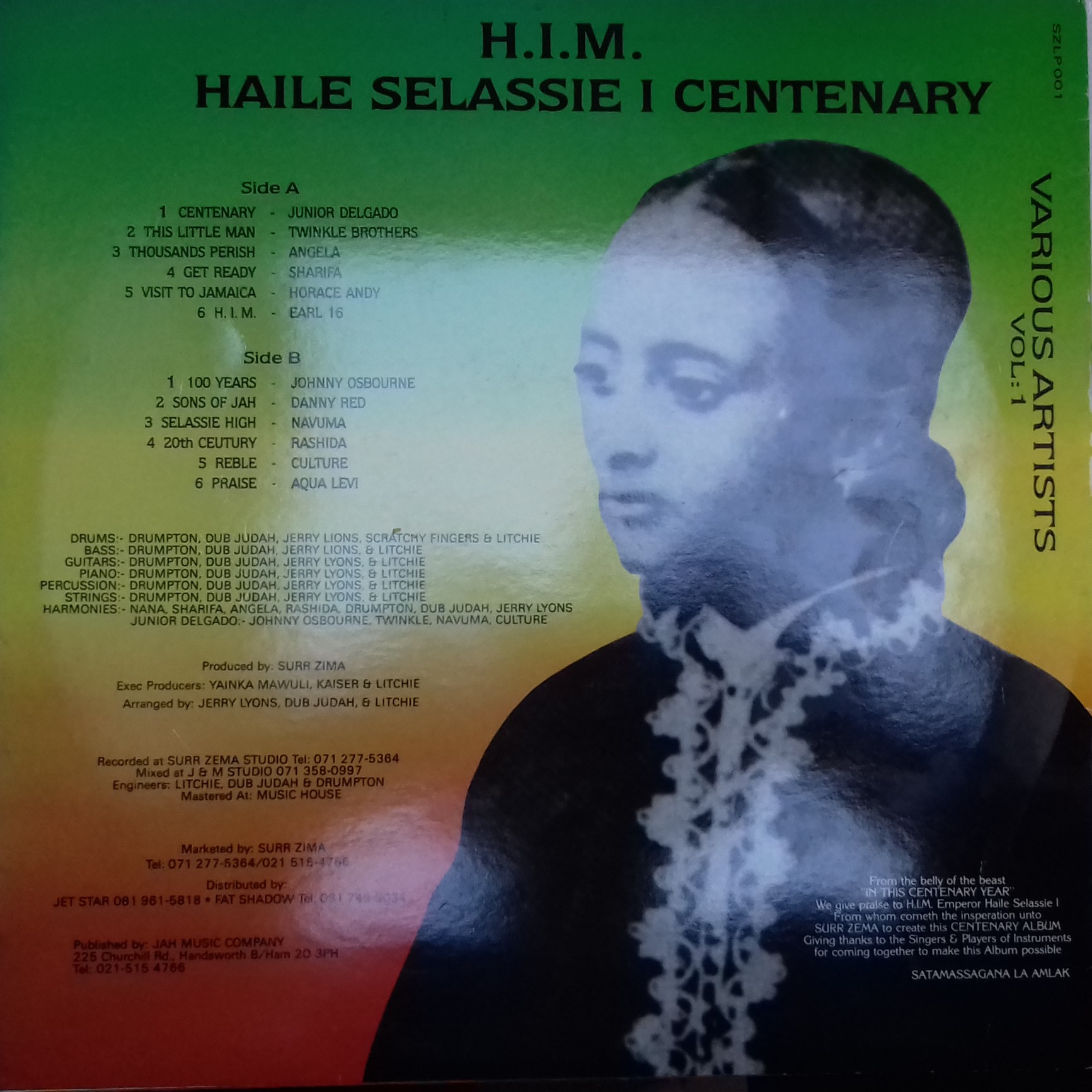LP H.I.M. HAILE SELASSIE I CENTENARY VARIOUS ARTISTS VOL:1